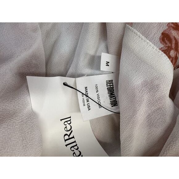 Reformation Lottie Floral Wrap Maxi Dress Pink Red M Ruffle Sleeve High Low Hem - Picture 14 of 15